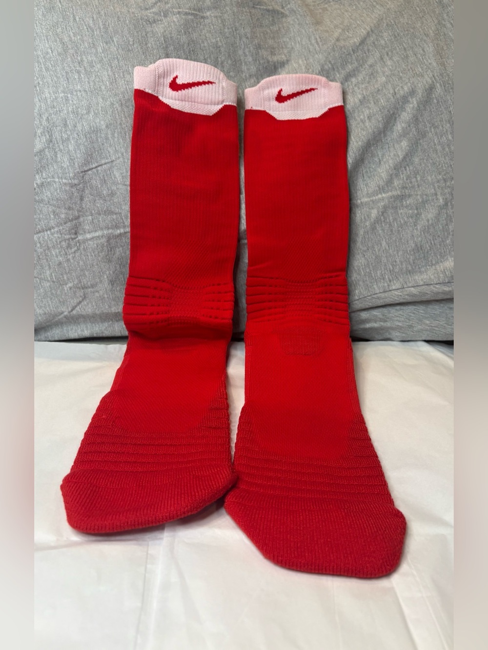 Nike Elite Vapor Crew Football Socks - Red/White XXLarge Cushioned
